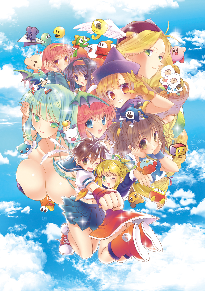 1990s_(style), 6+girls, alena_(dq4), arle_nadja, armor, bad_id, bad_pixiv_id, bat_wings