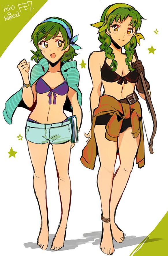 2girls, bad_id, bad_twitter_id, bikini, blue_eyes, blush, braid, breasts