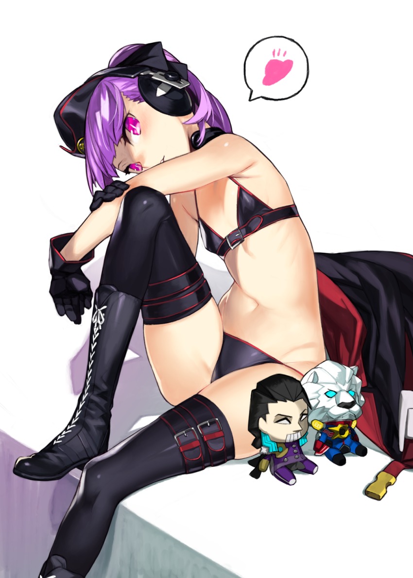 1girl, 92m, armpits, bare_shoulders, bikini, black_bikini, black_gloves, black_thighhighs