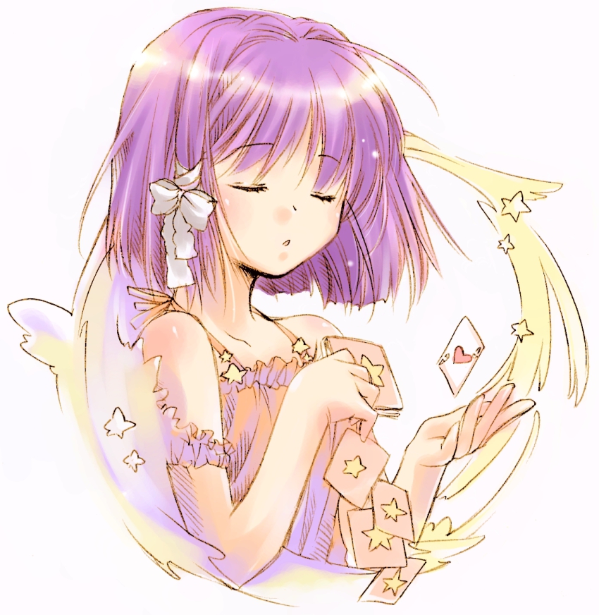 00s, bad_id, bad_pixiv_id, card, clannad, floating_card, fujibayashi_ryou, hair_ribbon