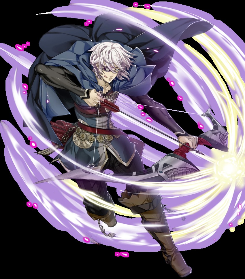 1boy, arrow_(projectile), blue_eyes, boots, bow_(weapon), cape, dark-skinned_male, dark_skin