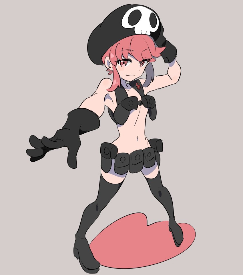 1girl, boots, breasts, female_focus, full_body, gloves, hat, highres