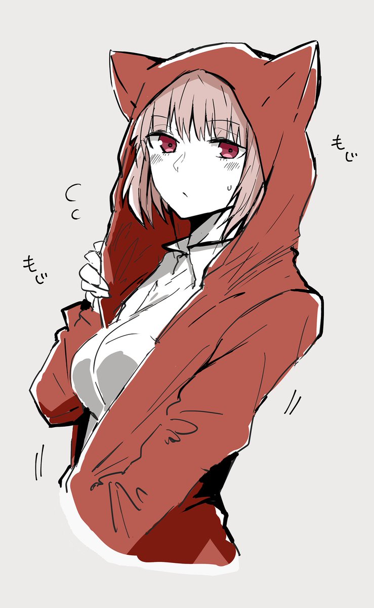 animal_ears, breasts, cat_ears, fate/grand_order, fate_(series), florence_nightingale_(fate), highres, large_breasts, pink_hair, red_eyes, sake_osamu, shirt, white_shirt