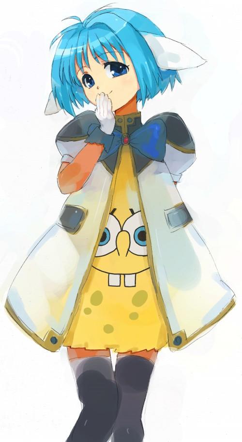 00s, 1girl, animal_ears, arm_behind_back, asasow, black_thighhighs, blue_eyes, blue_hair