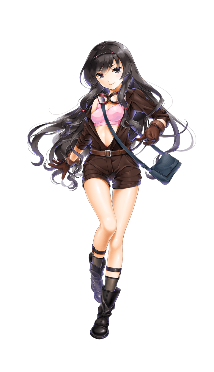 1girl, black_bag, black_boots, black_eyes, black_hair, black_legwear, boots, bra