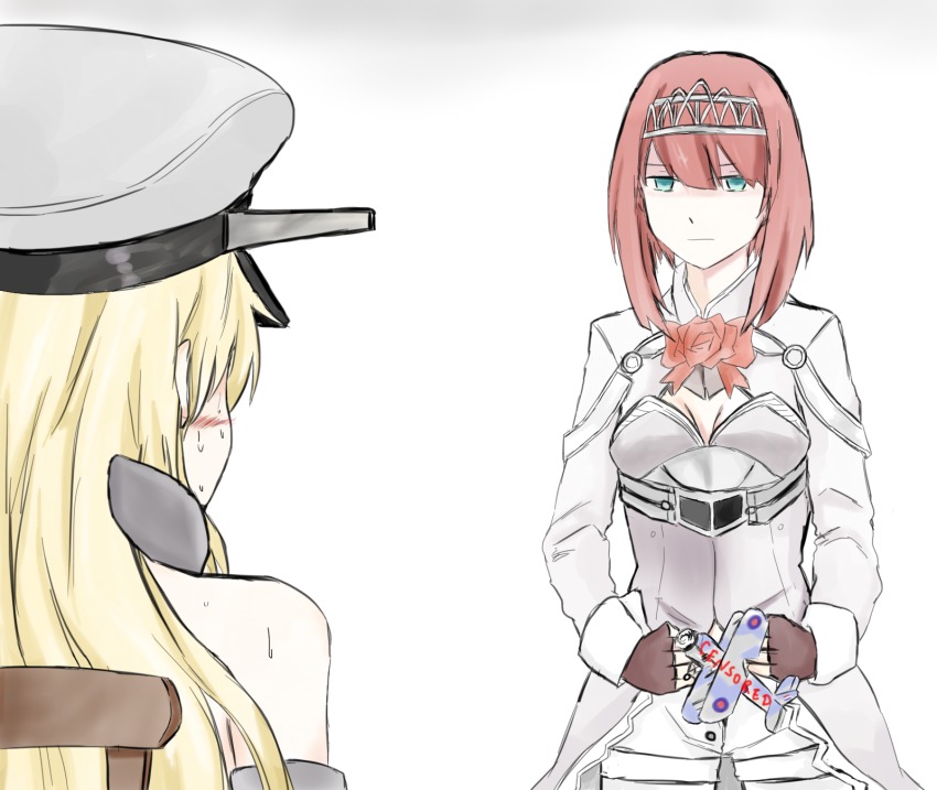 10s, 1futa, 1girl, aircraft, airplane, ark_royal_(kancolle), biplane, bismarck_(kancolle)