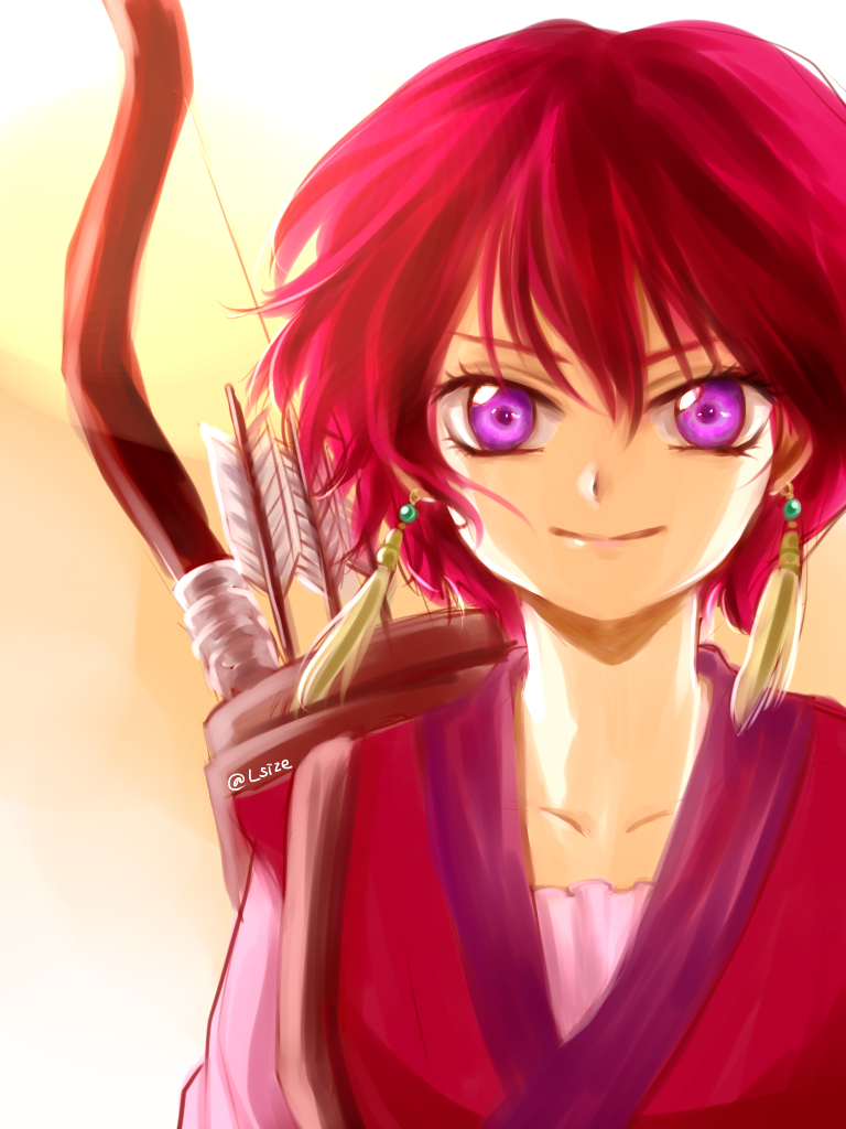 1girl, akatsuki_no_yona, arrow_(projectile), bow, earrings, female_focus, japanese_clothes, jewelry