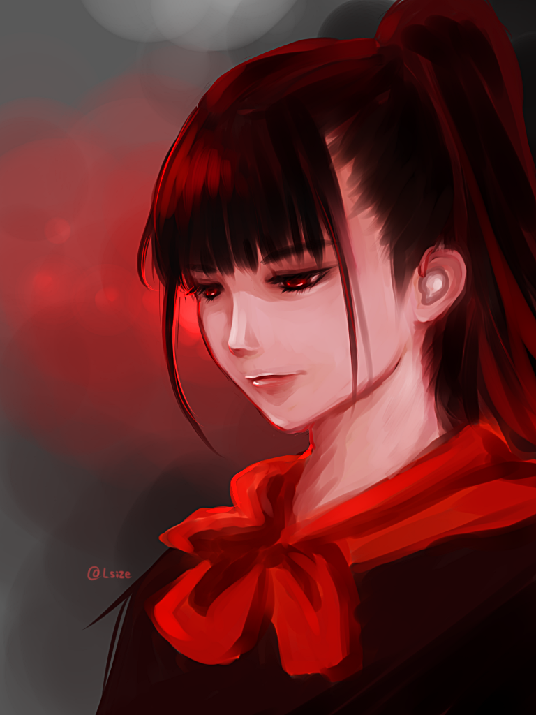babymetal, black_hair, bow, cape, character_request, long_hair, lsize, solo