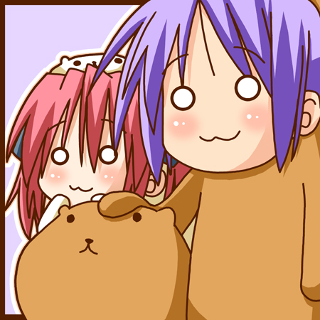 00s, 2girls, :3, animal_costume, bear_costume, bear_tsukasa, bear_yutaka, capybara-san
