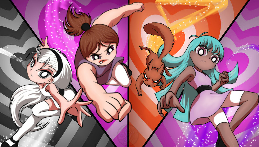 bell_(ppgd), bleedman, bliss_(ppg), blue_hair, brown_hair, bullet_(ppg), bunny_(ppg), dark_skin