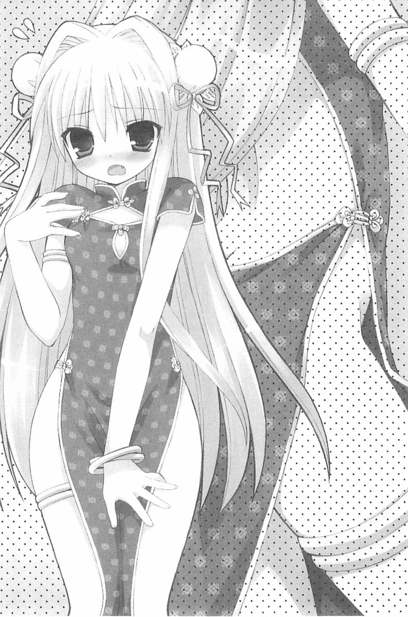 10s, 1girl, armband, armlet, blush, bracelet, bun_cover, butt_crack, china_dress, chinese_clothes, cleavage_cutout, clothing_cutout, covering_crotch, covering_privates, cube_x_cursed_x_curious, double_bun, dress, embarrassed, fang, fear_kubrick, flat_chest, flying_sweatdrops, greyscale, hair_bun, highres, jewelry, long_hair, moire, monochrome, multiple_views, narrow_waist, no_panties, open_mouth, pelvic_curtain, sasori_gatame, sasorigatame, screentones, side_slit, sweatdrop, thigh_strap, thighs, wide_hips, zoom_layer
