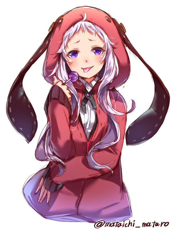 1girl, animal_hood, candy, female_focus, food, hood, kakegurui, lollipop