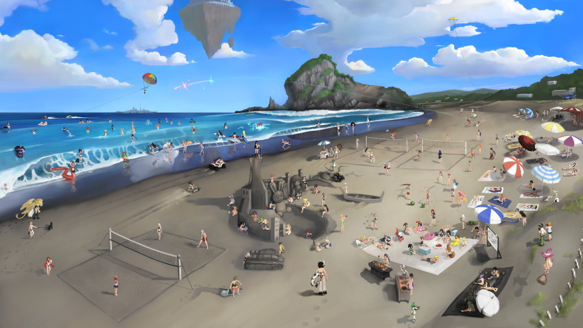 10s, 4chan, 6+boys, 6+girls, absolutely_everyone, absurdly_detailed_composition, absurdres, afloat, ahoge, ahri_(league_of_legends), aigis_(persona), aisaka_taiga, akame_ga_kill!, akemi_homura, akemi_mikan, akiyama_mio, akiyama_yukari, akuma_no_riddle, aldnoah.zero, all-terrain_vehicle, all_fours, alternate_costume, alternate_hair_color, amagami, amagi_brilliant_park, amakusa_shino, amelia_(the_voynich_hotel), analogue:_a_hate_story, andou_mirai, andou_natsuki, android, anetai_toyone, angel_wing_uniform, angel_wings, animal, animal_costume, animal_ears, annotation_request, ano_ko_wa_toshi_densetsu, antenna_hair, antennae, ar_tonelico, ar_tonelico_i, arachne, aragaki_ayase, aragaki_shinjirou, arakawa_under_the_bridge, araragi_tsukihi, aria_(manga), arm_tattoo, arm_up, arms_up, arthropod_girl, asakura_mao, asakura_ryoko, assisted_exposure, atelier_(series), athena_glory, atlus, azumanga_daiou, back_tattoo, bag, bakemonogatari, ball, bare_arms, bare_legs, bare_shoulders, barefoot, bat_wings, battle_tendency, battleship, bb_(fate), bb_(fate/extra), beach, beach_towel, beach_umbrella, beach_volleyball, beachball, bell, belt_pouch, big_boss, big_boss_(cosplay), bikini, bikini_skirt, bird, birdy_cephon_altera, black_bikini, black_footwear, black_gloves, black_hair, black_lagoon, black_male_swimwear, black_one-piece_swimsuit, black_thighhighs, black_wings, blanket, blazblue, blazblue_remix_heart, bleach, blindfold, blonde_hair, blue_bikini, blue_hat, blue_headwear, blue_male_swimwear, blue_one-piece_swimsuit, blue_school_swimsuit, blue_sky, blush, bokusatsu_tenshi_dokuro-chan, book, boots, borrowed_character, bow, bow_bikini, bowtie, box, branch, bravely_default:_flying_fairy, bravely_default_(series), breasts, broom, broom_riding, brown_eyes, brown_hair, brown_hat, brown_headwear, brown_male_swimwear, bucket, building, building_sand_sculpture, bulletin_board, burn_scar, c_(control), carapace, cardboard_box, cardfight!!_vanguard, casual_one-piece_swimsuit, cat_ears, cat_girl, cat_tail, cathyl, center_opening, chair, character_request, chef, chef_hat, chelsea_(akame_ga_kill!), chimera, chio-chan_no_tsuugakuro, choujigen_game_neptune, clannad, clara_(kuragehime), cleavage, cliff, closed_eyes, closed_mouth, clothes_theft, cloud, cloudy_sky, club, club_(weapon), collar, colored_sclera, colored_skin, commentary, competition_swimsuit, cooking, coppelion, copyright_request, cosmic_break, cosplay, covering_breasts, covering_privates, cow_ears, cow_girl, cow_horns, cow_tail, crawling, creature, cross_edge, crossover, cup, cyan_(show_by_rock!!), cyclops, dagashi_kashi, danganronpa_(series), danganronpa_2:_goodbye_despair, dark-skinned_female, dark_skin, day, dc_comics, deck_chair, deedlit, demon_girl, demon_tail, demon_wings, diagram, disc_(needless), disgaea, dog, dog_days, dog_lead, dolce_(rune_factory), donut, drawstring, dress, drinking, drinking_glass, earrings, ears_through_headwear, eba_rin, eiken, electricity, embarrassed, emblem, erwin_(girls_und_panzer), erwin_smith, erza_scarlet, etna_(disgaea), everyone, excalibolg, extra_eyes, facepaint, facial_hair, fairy_tail, fate/grand_order, fate_(series), feathered_wings, fedora, feeding, fence, final_fantasy, final_fantasy_xiii, fingerless_gloves, fish, fish_in_mouth, flip-flops, flipped_hair, flippers, floating, floating_island, floral_bikini, floral_print, flower, flying, foam, folding_chair, food, footprints, forest, fox_costume, fox_ears, fox_girl, fox_tail, frederica_sawyer, free!, frilled_bikini, frilled_one-piece_swimsuit, frills, fruit, fubuki_(one-punch_man), fujibayashi_ryou, full-face_blush, full_body, futabu, futsuu_no_joshikousei_ga_locodol_yattemita, galaxy_angel, gantz, gatchaman_crowds, gazer_(monster_girl_encyclopedia), gen_1_pokemon, girls_und_panzer, gj-bu, gloves, goatee, gokou_ruri, gradient_hair, grass, green_bikini, green_eyes, green_hair, green_male_swimwear, grey_bikini, grey_hair, grey_jacket, guilty_crown, hagiwara_yukiho, hagoromo_gitsune, haiba_lev, haikyuu!!, hair_bell, hair_flower, hair_ornament, hair_over_one_eye, hair_ribbon, hair_tubes, hairband, hakodate_omiko, halo, hammer, hand_on_own_hip, hands_on_own_hips, harime_nui, harukaze_doremi, hashiri_nio, hat, hatsune_miku, hayate_no_gotoku!, hazama_masayoshi, hazuki_nagisa, headgear, hellsing, hen_(manga), hibiscus, high_heel_boots, high_heels, high_school_dxd, highres, hikaru_ga_chikyuu_ni_itakoro, himejima_akeno, hisui_(tsukihime), hitting, holding, holding_ball, holding_cup, holding_food, holding_jacket, holding_leash, holding_unworn_clothes, holo, honda_futayo, honebami_toushirou, hooves, horizon, horns, house, huge_filesize, humiliation, hyun-ae, ice_cream, idolmaster, idolmaster_(classic), idolmaster_cinderella_girls, ikaros, ikezawa_hanako, illyasviel_von_einzbern, inaba_himeko, inazuma_eleven, inazuma_eleven_(series), incredibly_absurdres, infinite_stratos, innertube, inoue_orihime, insect_girl, ion_(tales), ionasal_kkll_preciel, irisu_kyouko, irisu_shoukougun!, itaba_yumi, itoshiki_nozomu, itsuka_tenma_no_kuro_usagi, ivis, jacket, jewelry, jingle_bell, jinrui_wa_suitai_shimashita, jitsu_wa_watashi_wa, jojo_no_kimyou_na_bouken, jumping, k-on!, kagerou_project, kagura_(azumanga_daioh), kannagi_noel, kannazuki_tamaki, kanoe_yuuko, kantai_collection, kantai_collection_(anime), kappa_(arakawa), katanagatari, katawa_shoujo, katsura_hinagiku, kaze_no_tani_no_nausicaa, kikuchi_makoto, kill_la_kill, kimi_no_iru_machi, kin-iro_mosaic, kirijou_mitsuru, kiryuuin_satsuki, kiss-shot_acerola-orion_heart-under-blade, kitakubu_katsudou_kiroku, kite, knee_boots, kneesocks_(psg), koborii_(amaburi), kohaku_(tsukihime), kokoro_connect, komeiji_satori, komichi_aya, kono_bijutsubu_niwa_mondai_ga_aru!, koto_(kyousougiga), kotobuki_tsumugi, kousaka_kirino, kousaka_kyousuke, kousaka_tamaki, kuragehime, kurashita_tsukimi, kuroki_tomoko, kurome_(akame_ga_kill!), kuujou_jolyne, kyoukaisenjou_no_horizon, kyousougiga, ladder, lamia, large_breasts, layered_skirt, leaf_print, league_of_legends, leaning_forward, leash, leg_tattoo, legs_up, len_(tsukihime), lion, logo, long_hair, long_sideburns, long_sleeves, looking_at_another, looking_back, lounge_chair, low_ponytail, lumina, lying, magic, mahou_shoujo_madoka_magica, mahou_shoujo_madoka_magica_(anime), mai_natsume, maji_de_watashi_ni_koi_shinasai!, maka_albarn, makise_kurisu, male_swimwear, maria_holic, matoi_ryuuko, mazaki_anzu, megami_tensei, melty_blood, miia_(monster_musume), mikakunin_de_shinkoukei, military, military_vehicle, miniskirt, minotaur, misha_arsellec_lune, misono_kirika, mitsukai_dokuro, miyamo_chio, mizumoto_misato, mizunashi_akari, monogatari_(series), monster_girl, monster_girl_encyclopedia, monster_girl_encyclopedia_ii, monster_musume_no_iru_nichijou, motion_lines, motor_vehicle, mouth_hold, mukaido_manaka, multicolored_bikini, multicolored_hair, multicolored_male_swimwear, multiple_boys, multiple_crossover, multiple_girls, multiple_tails, muscular, muscular_male, nagato_(anime_swimsuit)_(kancolle), nagato_(kancolle), nagi_no_asukara, name_tag, nanami_chiaki, nanasaki_ai, nasuhara_anastasia, nature, nausicaa, navel, nazo_no_kanojo_x, needless, neptune_(neptunia), neptune_(series), nichijou, nino_(arakawa), ninomiya_rui, nintendo, nisemonogatari, nohotoke_honne, noihara_himari, noir_vinocacao, nonohara_yuzuko, nudist_beach_uniform, nurarihyon_no_mago, o-ring, o-ring_bikini, ocean, ojamajo_doremi, omamori_himari, on_back, on_stomach, one-eyed, one-piece_swimsuit, one-piece_tan, one_piece, one_side_up, onii-chan_dakedo_ai_sae_areba_kankeinai_yo_ne, ononoki_yotsugi, oora_kanako, open_book, orange_bikini, orange_planet_uniform, ore_no_imouto_ga_konna_ni_kawaii_wake_ga_nai, ore_no_nounai_sentakushi_ga_gakuen_love-comedy_wo_zenryoku_de_jama_shiteiru, oshino_shinobu, outdoors, overlord_(maruyama), oversized_object, ozu_kanon, pacifica_casull, paintrfiend, pamela_ibis, panty_&amp;_stocking_with_garterbelt, pantyhose, parachute, parasol, partially_annotated, partially_submerged, patchouli_knowledge, paw_print, paw_print_pattern, penguin, persona, persona_3, pikachu, pikachu_costume, pink_bikini, pink_hair, pink_hat, pink_headwear, planted, planted_sword, planted_weapon, playing_sports, pleinair, pointy_ears, pokemon, pokemon_x_and_y, polka_dot, polka_dot_bikini, ponytail, pouch, prinny, print_bikini, print_male_swimwear, print_thighhighs, prinz_eugen, prinz_eugen_(cruiser), purple_bikini, purple_hair, pyrrha_alexandra, q_(control), quad, rachnera_arachnera, racket, raven_(dc), reading, record_of_lodoss_war, red_bikini, red_bow, red_bowtie, red_eyes, red_hair, red_hat, red_headwear, red_male_swimwear, red_skin, red_skirt, red_wings, reflection, reikadou_ayame, reizei_mako, retoree_(show_by_rock!!), revo, rias_gremory, ribbon, rozen_maiden, rune_factory, rune_factory_4, running, ryuujou_(kancolle), sailor_dress, sajima_yumi, saki_(manga), sakura_trick, samurai_flamenco, sand, sand_castle, sand_sculpture, sandals, sarong, satou_lilly, saya_(saya_no_uta), saya_no_uta, sayonara_zetsubou_sensei, scar, scenery, school_girl_strikers, school_swimsuit, school_uniform, science_adventure, scrapped_princess, scythe, seagull, seitokai_no_ichizon, seitokai_yakuindomo, sekiguchi_yuria, selfie, sendou_aichi, senjougahara_hitagi, senki_zesshou_symphogear, senran_kagura, senran_kagura_shinovi_versus, serafuku, seras_victoria, serena_(pokemon), shadow, shalltear_bloodfallen, shidare_hotaru, shidou_mariya, shiina_minatsu, shiina_miyako, shikibu_honoka, shimakaze_(kancolle), shin_megami_tensei, shingeki_no_kyojin, ship, shiragami_youko, shirogane_karen_(jitsu_wa), shirt, shoes, shore, short_hair, short_sleeves, shoumetsu_toshi, show_by_rock!!, side-tie_bikini_bottom, sideburns, sidelocks, sidesaddle, sina_(pokemon), single_horn, sitting, skirt, sky, slaine_troyard, sleeping, sleeveless, sleeveless_dress, slime, slime_(substance), smile, snake_tail, snorkel, sonoda_yuu, sora_no_otoshimono, sora_no_woto, soul_calibur, soul_eater, soul_evans, soulcalibur, soulcalibur_v, sound_horizon, speed_lines, spice_and_wolf, spider_girl, spiked_club, splashing, sportswear, squatting, standing, statue, steins;gate, stocking_(psg), stomach, stone_ocean, straight_hair, straw_hat, striped_bikini, striped_clothes, striped_male_swimwear, striped_thighhighs, stug_iii, suiseiseki, sumeragi_shion, summer, sun_hat, sundress, sunglasses, surfboard, surfing, surge_concerto, suzuka-sama, suzuka-sama_no_geboku, suzumiya_haruhi, suzumiya_haruhi_no_yuuutsu, swim_briefs, swim_ring, swim_trunks, swimsuit, swimsuit_theft, sword, tail, takagaki_kaede, tales_of_(series), tales_of_the_abyss, tamamo_no_mae_(fate), tamamo_no_mae_(swimsuit_lancer)_(fate), tan, tank, tanline, tasogare_otome_x_amnesia, tateyama_ayano, tattoo, taur, teen_titans, tennis_racket, tennis_uniform, tentacles, tetsuwan_birdy, the_pose, the_voynich_hotel, theft, thigh_boots, thighhighs, third_eye, tiz_arrior, to_heart_(series), to_heart_2, tokyo_ravens, too_many, topless_female, topless_male, toradora!, tossing, touhou, touken_ranbu, towel, traditional_halo, trafalgar_law, tripping, tsuchimikado_natsume, tsukihime, tsunami_jousuke, twintails, uchimaki_subaru, umbrella, uni_(neptunia), unworn_hat, unworn_headwear, unworn_jacket, urabe_mikoto, usagi-san, v, v_juri_f, v_lila_f, vampire, vanilla_h, very_long_hair, very_wide_shot, visor_cap, vocaloid, volleyball, volleyball_(object), volleyball_net, wading, waifu-tan, waifu-tan_(4chan), walking, wamuu, warship, watashi_(jintai), watashi_ga_motenai_no_wa_dou_kangaetemo_omaera_ga_warui!, water, watercraft, watermelon, waves, weapon, white_bikini, white_dress, white_footwear, white_hair, white_jacket, white_one-piece_swimsuit, white_sandals, white_school_swimsuit, white_shirt, white_wings, whiteboard, wide_shot, wings, witch_hat, wolf_ears, wolf_girl, wolf_tail, wooden_sword, yahari_ore_no_seishun_lovecome_wa_machigatteiru., yamagishi_fuuka, yasuri_shichika, yellow_bikini, yellow_eyes, yellow_male_swimwear, yellow_one-piece_swimsuit, yellow_sclera, yonomori_kobeni, yoshida_chizuru_(hen), yozakura_(senran_kagura), yozakura_quartet, yu-gi-oh!, yu-gi-oh!_duel_monsters, yuki_(shoumetsu_toshi), yukikaze_panettone, yukinoshita_yukino, yuuki_yuuna, yuuki_yuuna_wa_yuusha_de_aru, yuusha_de_aru, yuyushiki, yuzuriha_inori, zangyaku-san, |_|