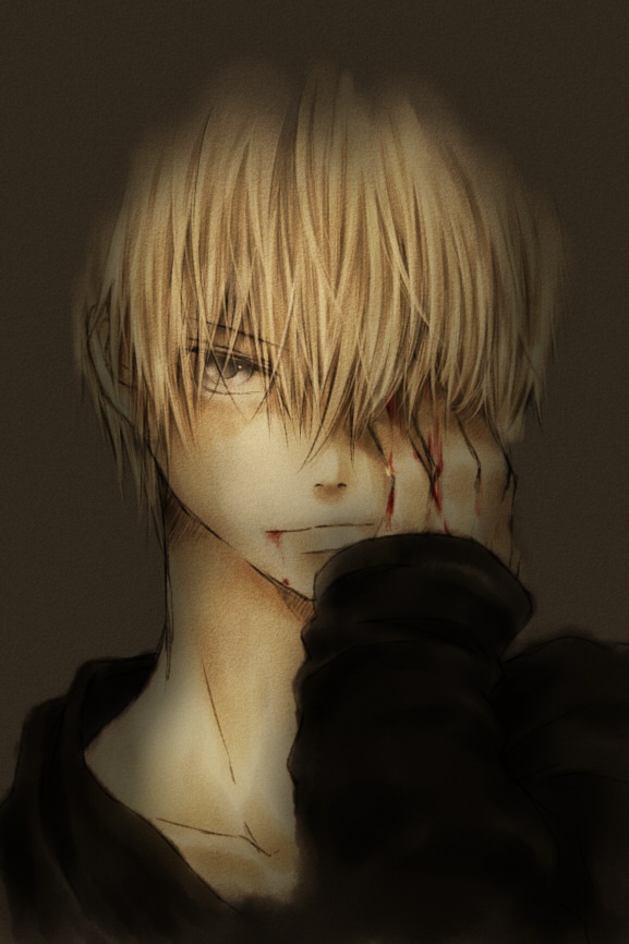 1boy, bad_id, bad_pixiv_id, belphegor_(reborn), blonde_hair, chocorune, hair_over_one_eye, katekyo_hitman_reborn!, looking_at_viewer, male_focus, short_hair, solo