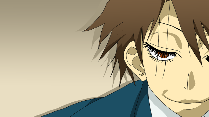 1boy, crossover, fabulous, gradient_background, kimineri, kino_kuniya, koizumi_itsuki, male_focus