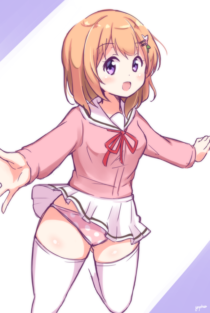 1girl, :d, artist_name, bad_id, bad_pixiv_id, blouse, blush, breasts