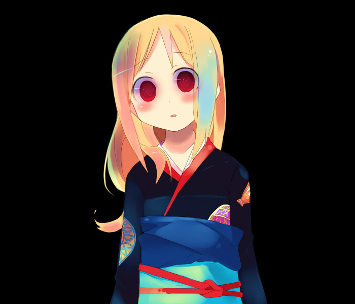 ana_coppola, blonde_hair, blush, child, cosplay, crazy_eyes, enma_ai, enma_ai_(cosplay)