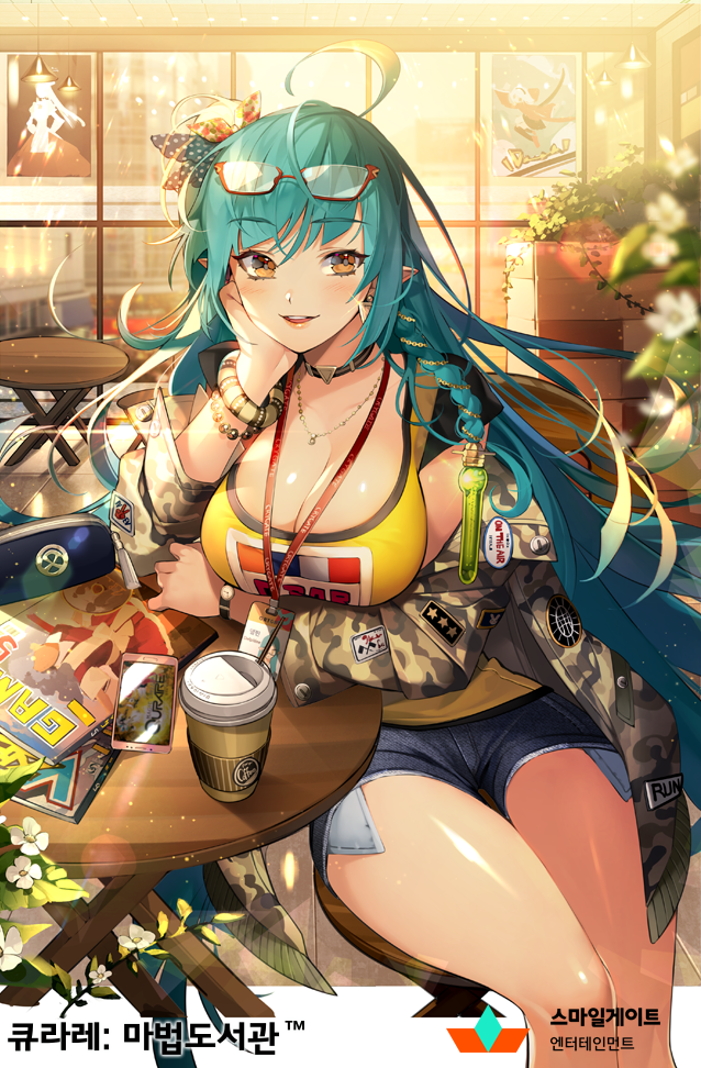 1girl, ahoge, bad_id, bad_pixiv_id, blue_hair, blush, bracelet, braid