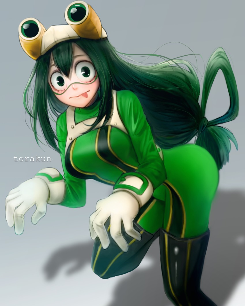 10s, 1girl, absurdres, artist_name, asui_tsuyu, asui_tsuyu_(hero_outfit), black_eyes, black_hair
