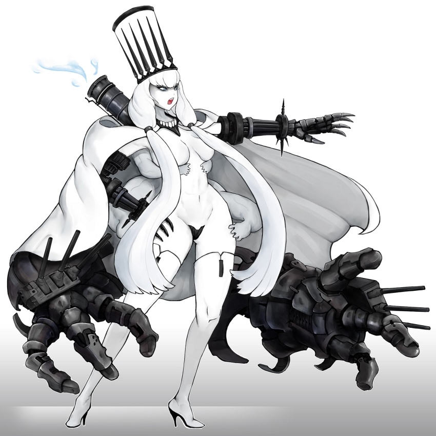 1girl, armor, blue_eyes, boots, breasts, c-string, cloak, convenient_censoring