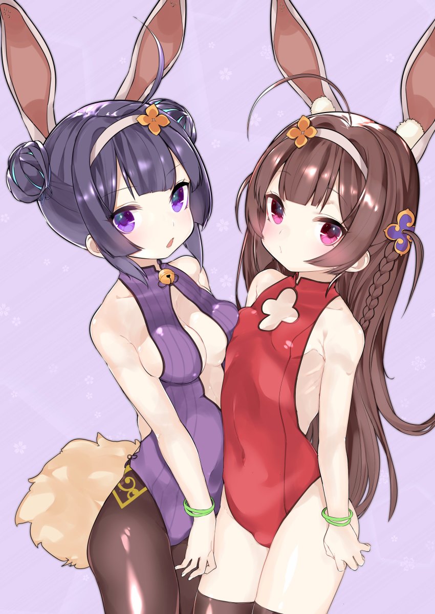2girls, absurdres, ahoge, animal_ears, asymmetrical_docking, azur_lane, bad_id, bad_twitter_id