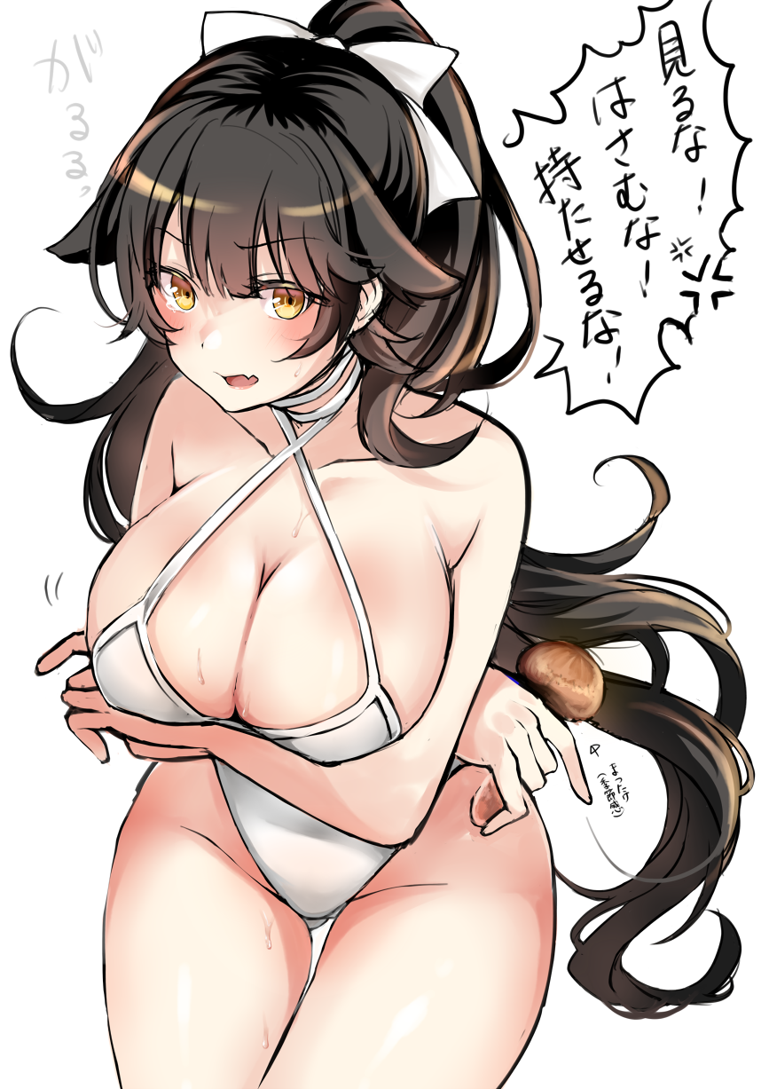 1girl, anger_vein, azur_lane, blush, bow, breasts, choker, cleavage