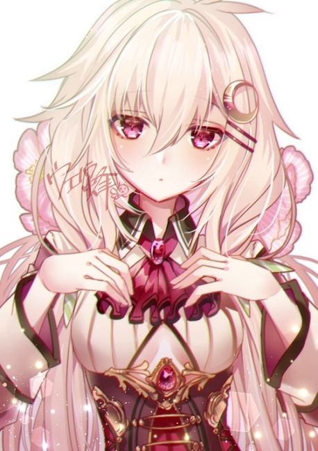 1girl, ascot, blonde_hair, breasts, commentary_request, female_focus, flower_knight_girl, hair_between_eyes