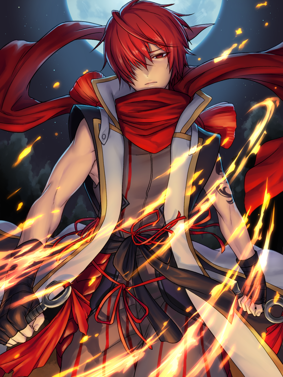 1boy, amanna, bare_arms, dual_wielding, empty_eyes, expressionless, fate/grand_order, fate_(series)