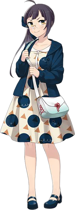 1girl, ahoge, alternate_costume, black_shoes, brown_eyes, female_focus, fujikawa, fujinami_(autumn)_(kancolle)