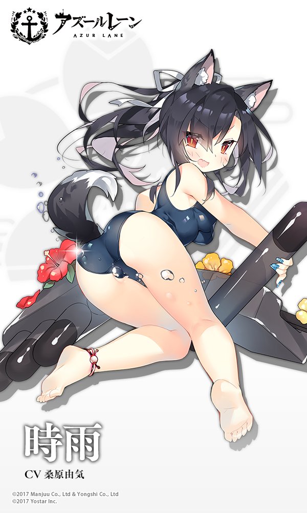 >:d, 1girl, :d, alternate_costume, animal_ears, ass, azur_lane, bare_legs
