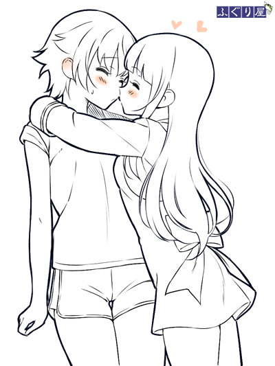 blush, closed_eyes, commentary_request, cowboy_shot, dress, ear_blush, fuguriya_(monoton), greyscale