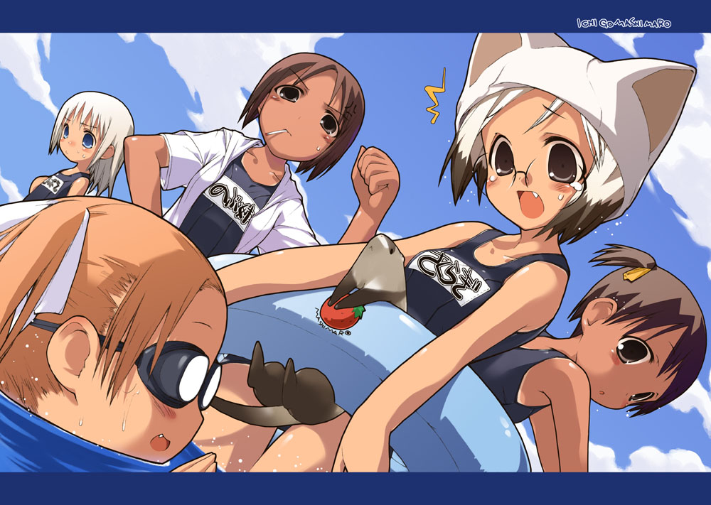 5girls, ana_coppola, child, ichigo_mashimaro, innertube, itou_chika, itou_nobue, john