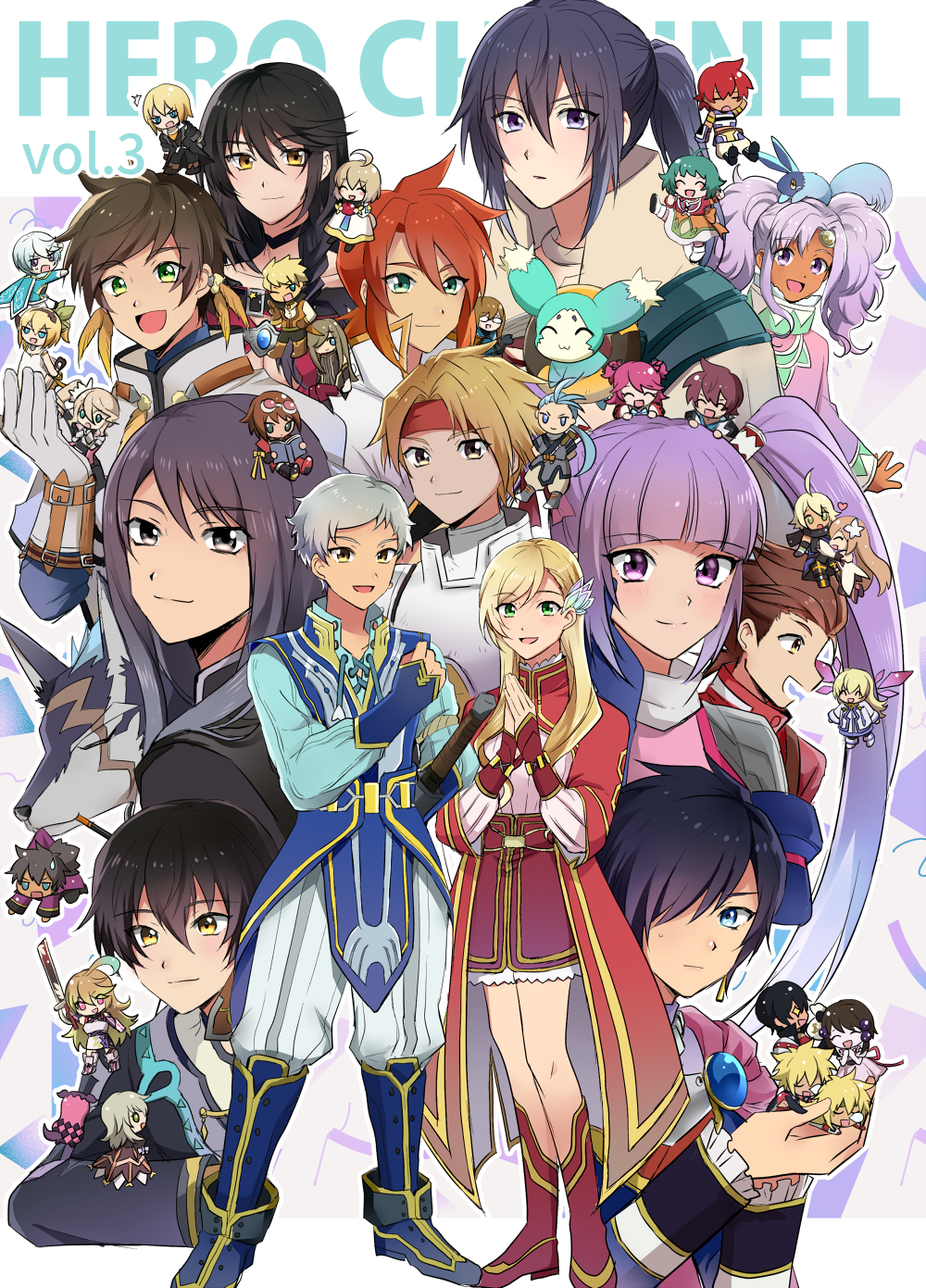 6+boys, 6+girls, :d, ahoge, alisha_diphda, ari_(bleum), asbel_lhant, black_hair