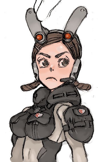 10s, busou_shinki, pocket, short_twintails, solo, tagme, twintails, waffebunny