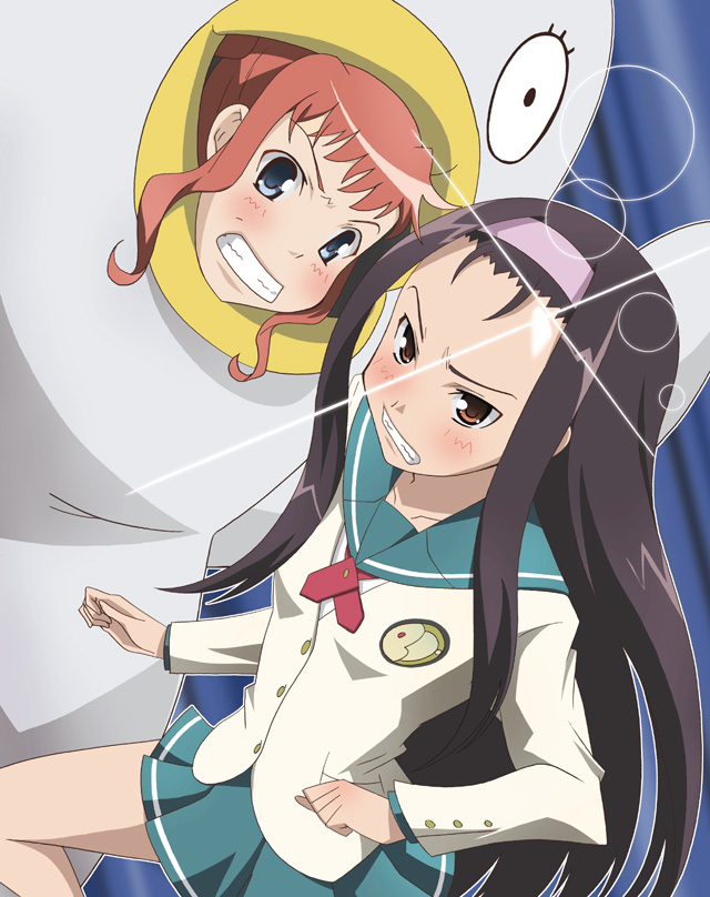 2girls, bird, confrontation, costume, elizabeth_(gintama), female_focus, forehead, gintama