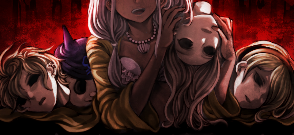 1girl, akamatsu_kaede, amami_rantaro, bad_id, bad_pixiv_id, bikini, bikini_top_only, black_hairband