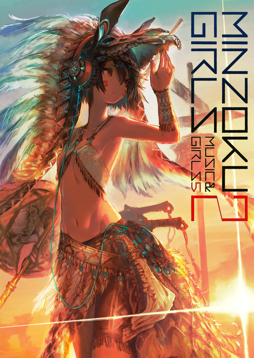 1girl, absurdres, animal_ears, aqua_gem, arm_behind_back, arm_up, arm_wrap, armpits