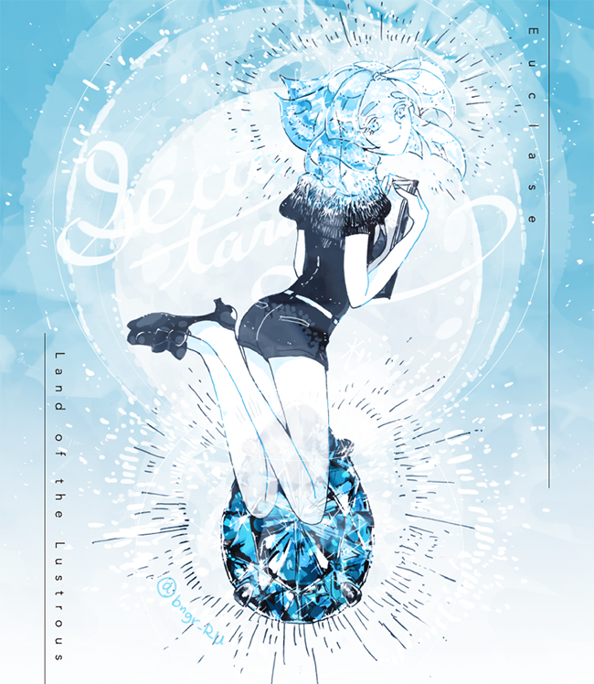 1other, androgynous, artist_name, black_footwear, black_shorts, character_name, eri_na, euclase_(houseki_no_kuni)