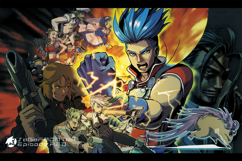 breasts, cotton_(saga_frontier), doll_(saga_frontier), fuse_(saga_frontier), long_hair, multiple_boys, multiple_girls, nakajima_hiroshi