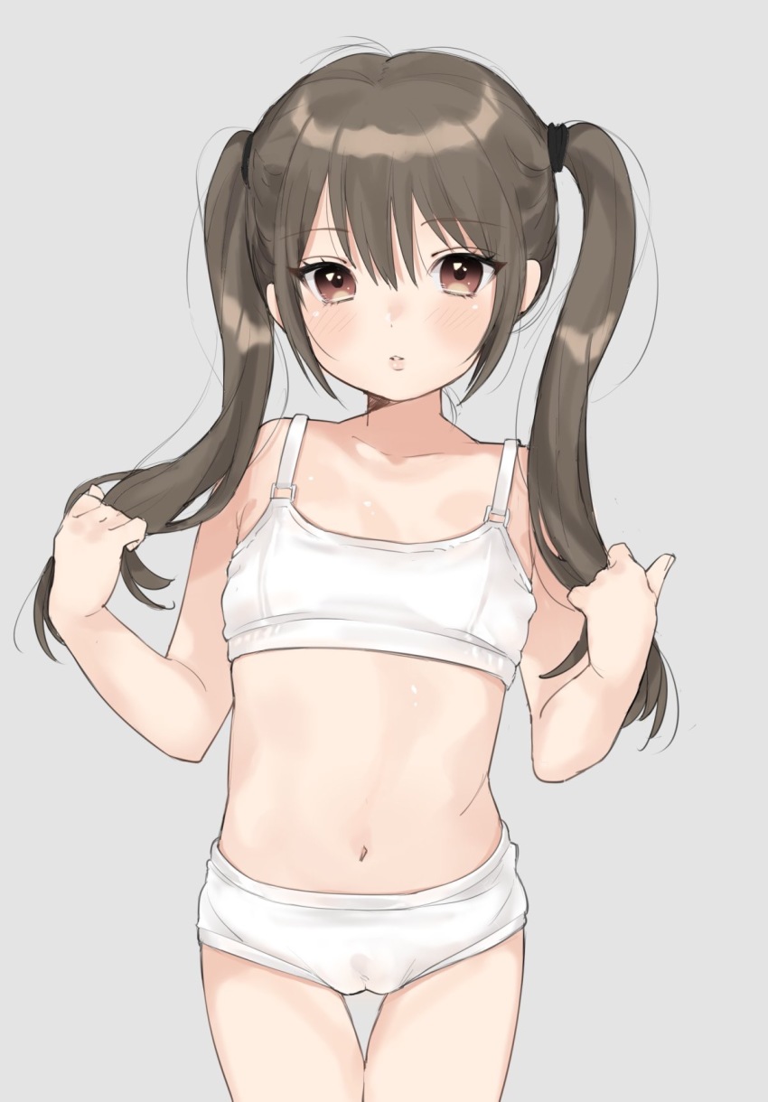 1girl, bad_id, bad_pixiv_id, blush, bra, brown_eyes, brown_hair, cameltoe