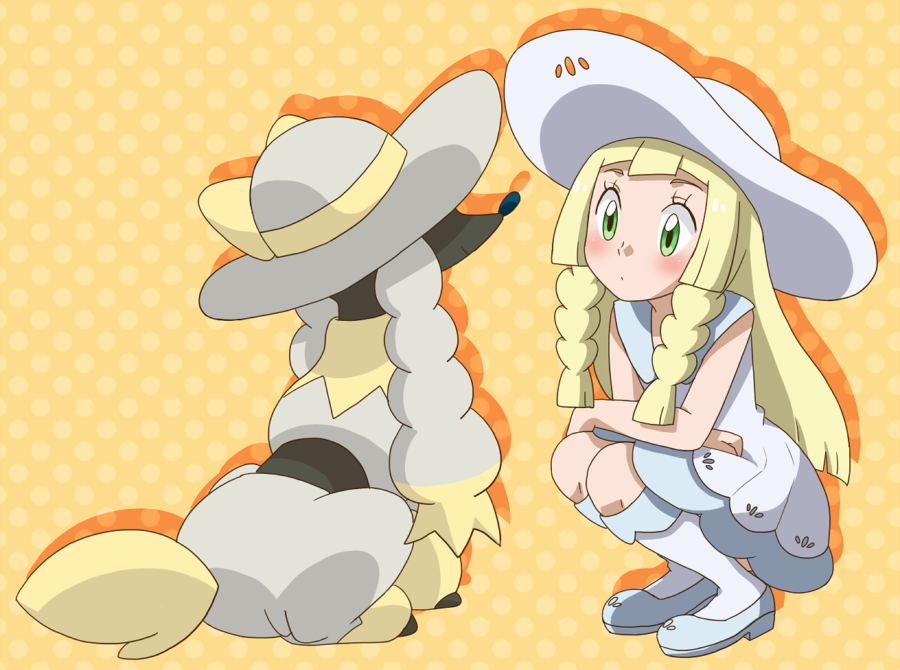 1girl, bad_id, bad_twitter_id, blonde_hair, blush, braid, dress, furfrou