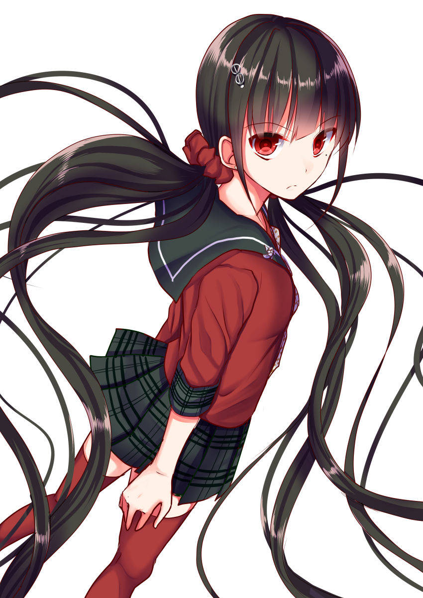 1girl, absurdres, akausagi, black_hair, black_skirt, blunt_bangs, closed_mouth, danganronpa_(series)