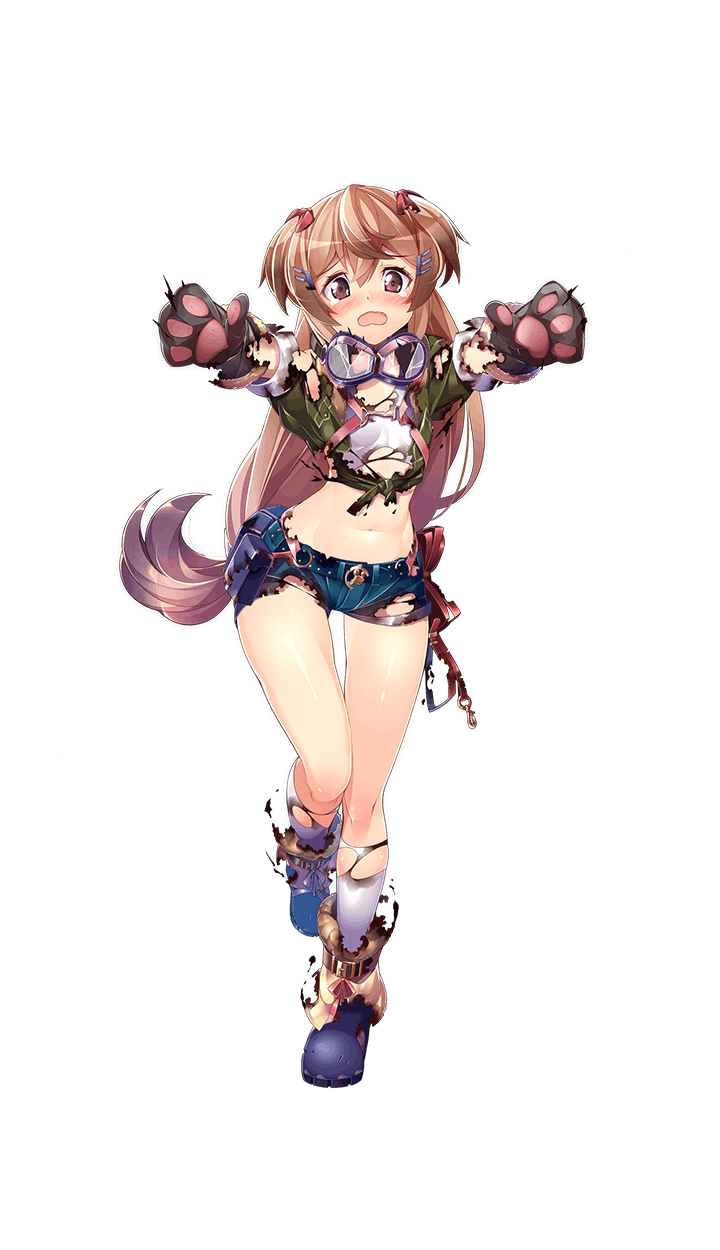 1girl, :o, animal_hands, blush, boots, dog_paws, female_focus, formation_girls