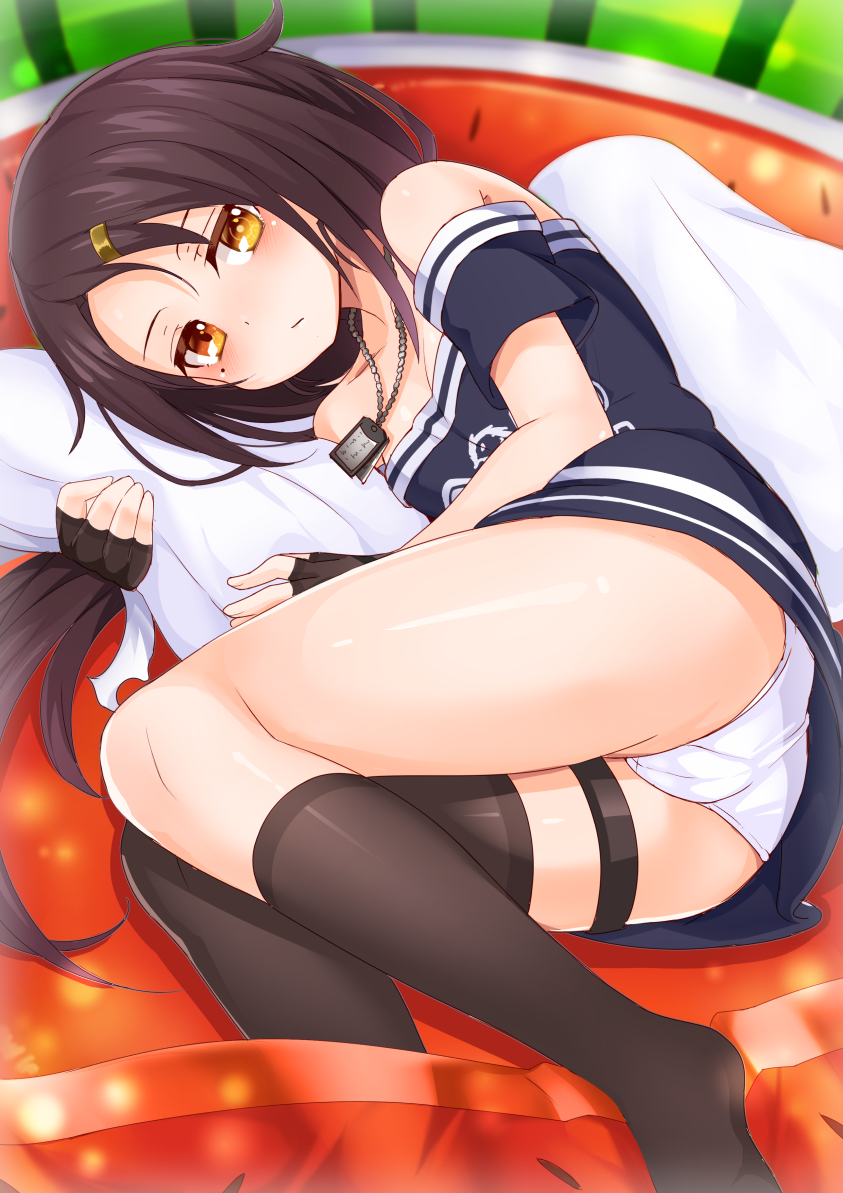 1girl, azur_lane, bare_shoulders, black_gloves, black_hair, black_legwear, breasts, cassin_(azur_lane)