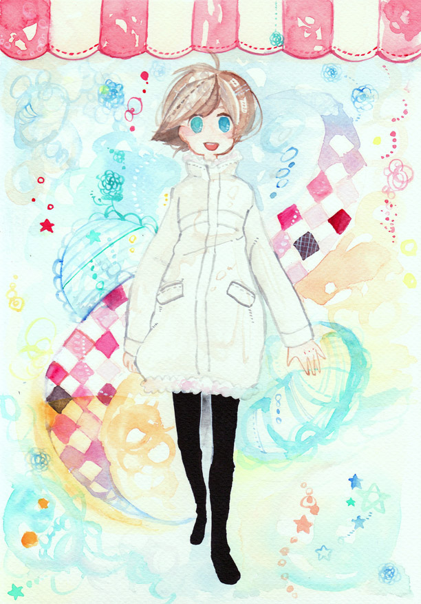 bad_id, bad_pixiv_id, blue_eyes, brown_hair, jacket, og, original, pantyhose