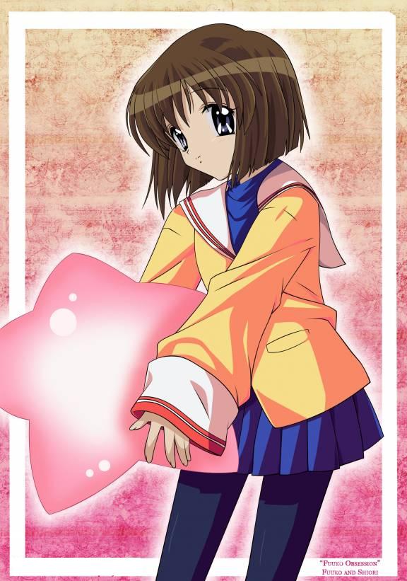 1girl, blue_eyes, brown_hair, clannad, company_connection, cosplay, female_focus, ibuki_fuuko