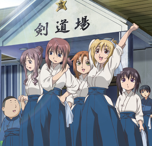 00s, 2boys, 5girls, azuma_satori, bamboo_blade, blue_hakama, bob_cut, chiba_kirino