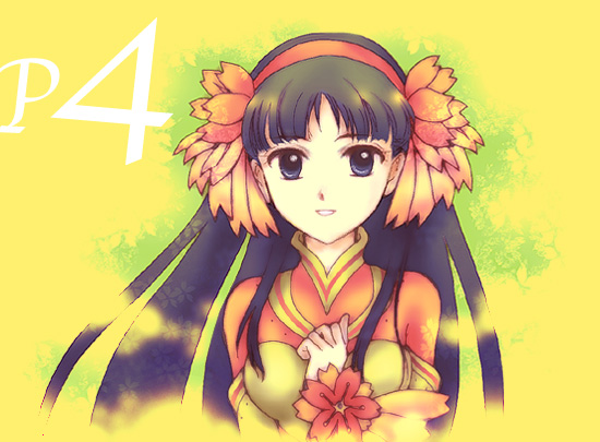 1girl, amagi_yukiko, atlus, bad_id, bad_pixiv_id, cosplay, female_focus, konohana_sakuya_(cosplay)