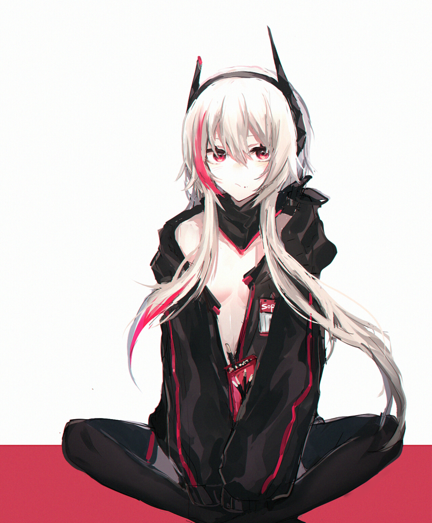 1girl, between_legs, black_jacket, black_scarf, black_thighhighs, blush, breasts, chocolate