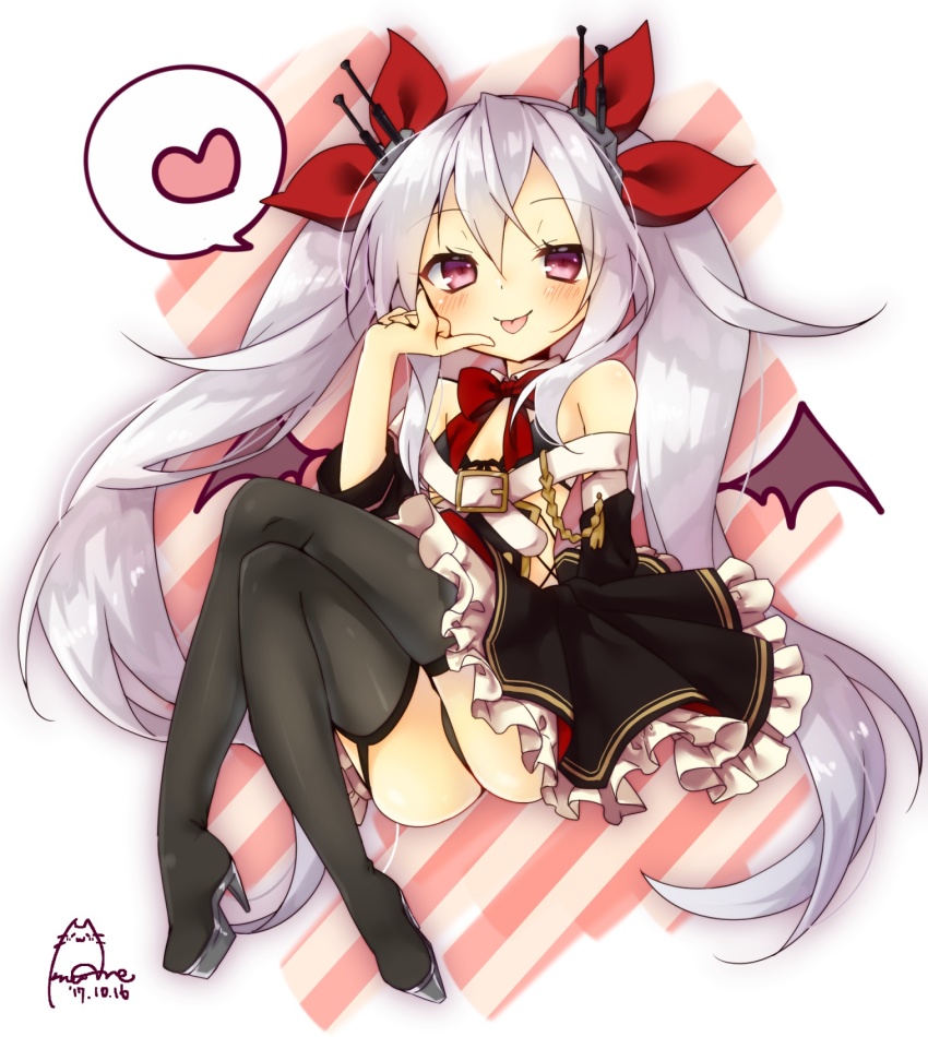 1girl, :p, amane_(amnk1213), azur_lane, bare_shoulders, belt, belt_buckle, black_bra